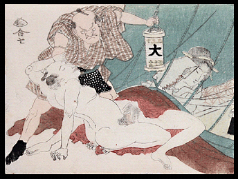 Shunga – Keisai Eisen – Angry Husband – Mosquito-Net – c.1820.
