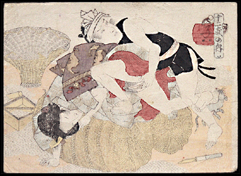Shunga – Keisai Eisen – Basketry – Nosy Rat – Bats – c.1820.