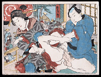 Koban Shunga – Utagawa School – On The Balcony – c.1850.
