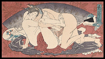Surimono Shunga – Utagawa School – Orgasm – c.1830.