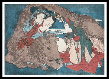 Surimono – Keisai Eisen – Intimate Couple And Ox – c.1820.