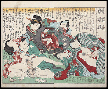 Shunga – Utagawa School – Orgy Scene – c.1840.