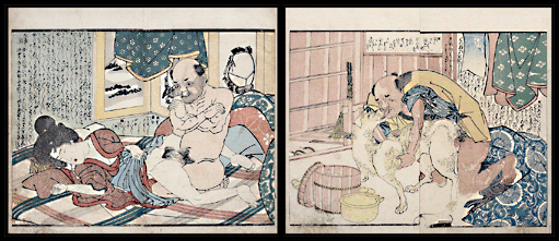 Humorous Shikake-e Shunga – Kuniyoshi – Dog Lover – Bestiality – Secret Lover – c.1827.