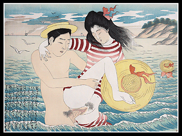 Famous Shunga - Terazaki Kogyo - Seaside Ecstacy -  c.1899.