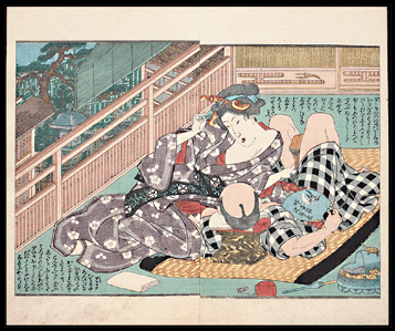 Shunga – Utagawa Kunisada – Relaxing On The Balcony – c.1855.