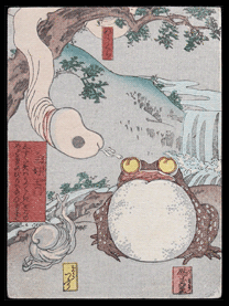 Rare Utagawa Kuniyoshi – Giant Toad, Snail And Snake – c.1836.