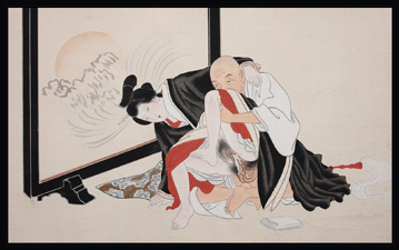 Beautiful Shunga Painting – Old Monk – c.1900.
