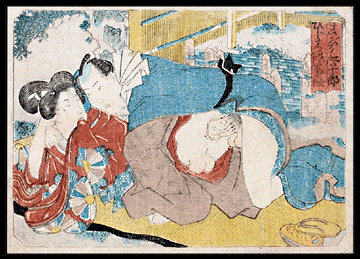 Rare Shunga � Gay Encounter In The Backyard � Kunisada � c.1840.