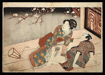 Very Rare Shunga  Kunisada - Four Seasons - Oban - 1827 - Evening Breeze.