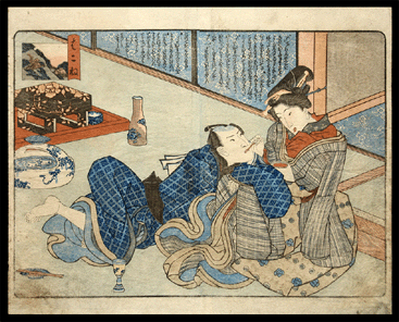 Shunga - Kuniyoshi 1835 - Chubon - Picking Teeth.