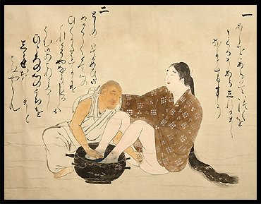 Very Rare Homoerotic Scroll Painting - 19th Century - Foot-Bath.