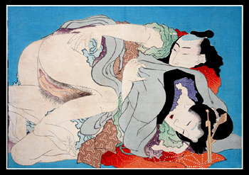 Important Meiji Period Shunga - Ikeda Terukata - After Hokusai - On Top.