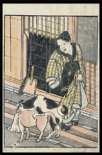 Shunga Tobira-e - Toyokuni I - 1824 - Two Dogs.