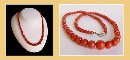 Uniek Antiek BloedKoraal Collier. Biedermeier ( 1815-1848 )