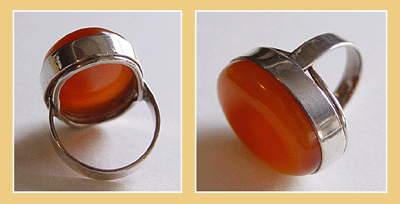 Zware Zilveren Ring.Met Carneool. Sterling 925.